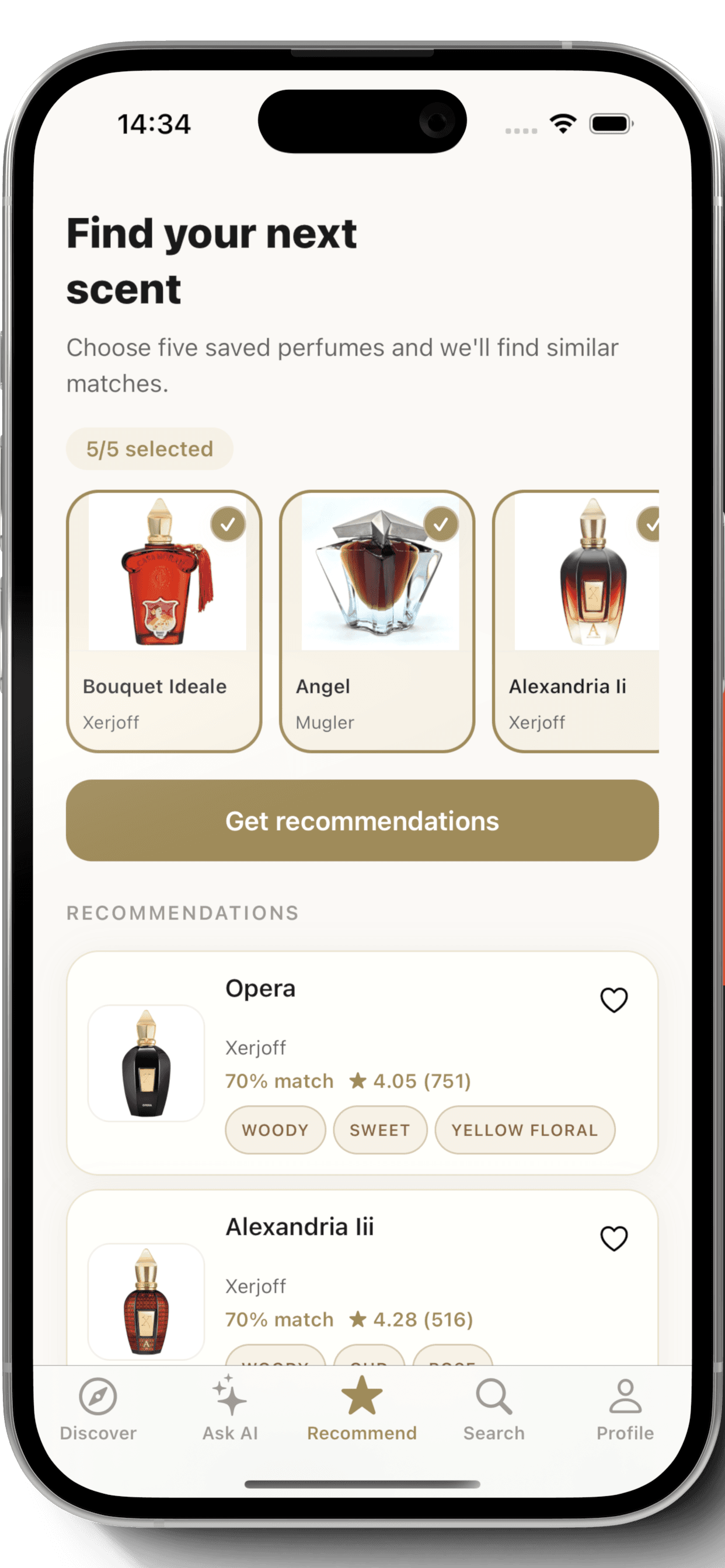 Nuance app — personalized perfume recommendations